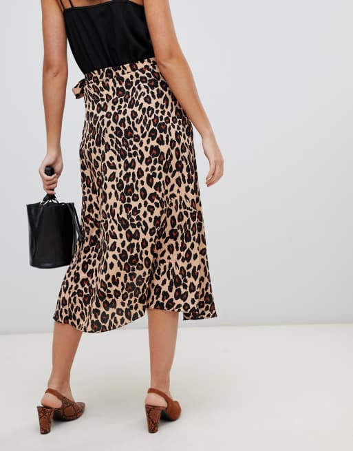 Leopard wrap shop skirt new look