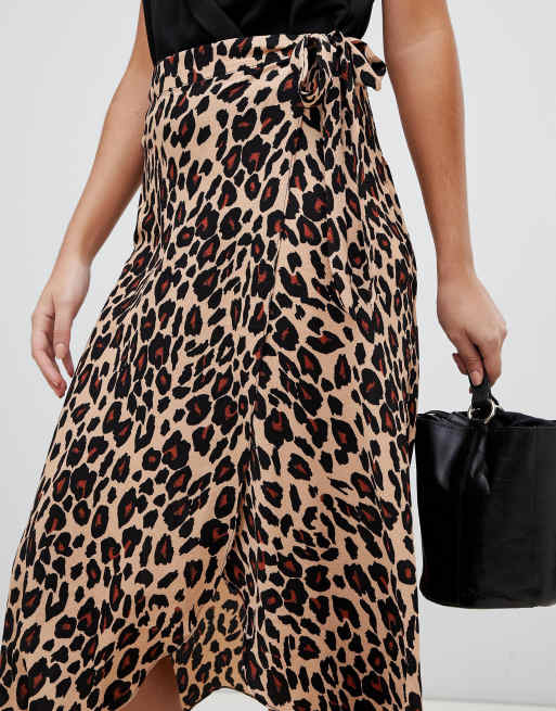 Leopard wrap clearance skirt new look