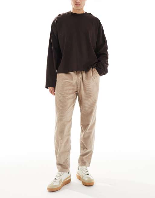 New Look – Wsuwane sztruksowe spodnie kolorze khaki, 2 z 5