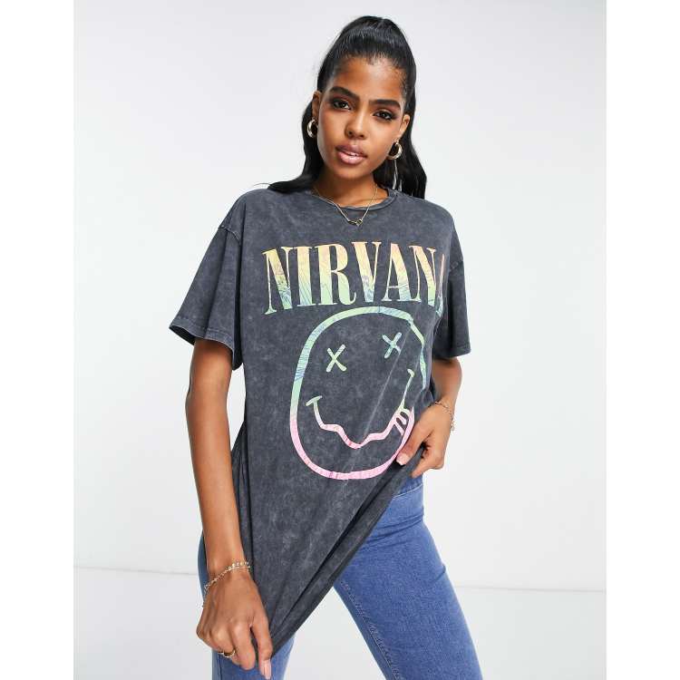 Nirvana Acid Wash License Graphic T-Shirt