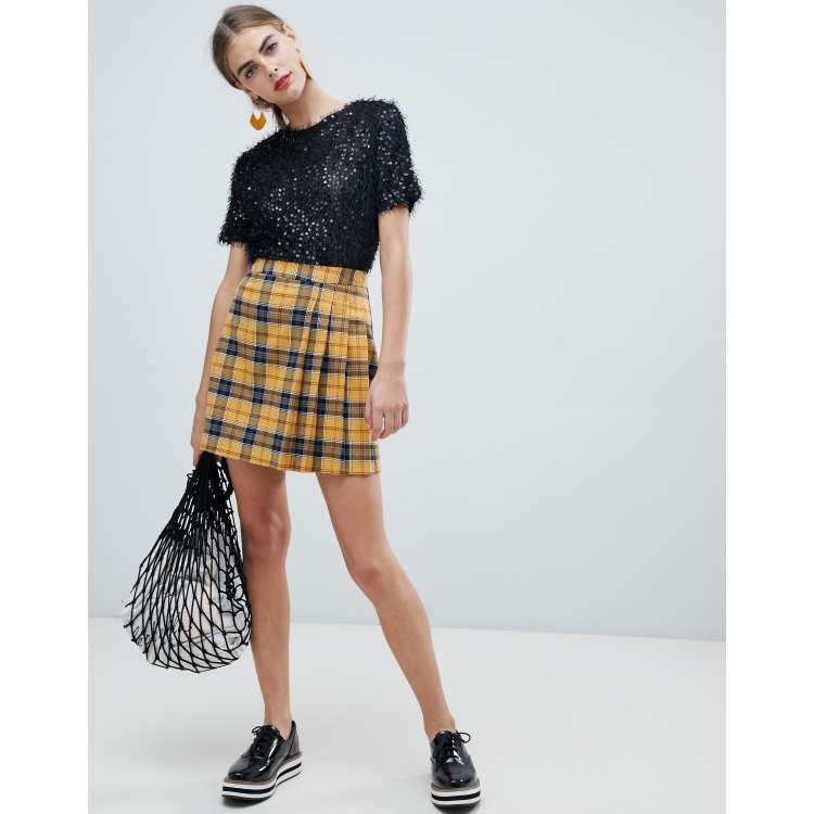 Mustard check skirt shop asda