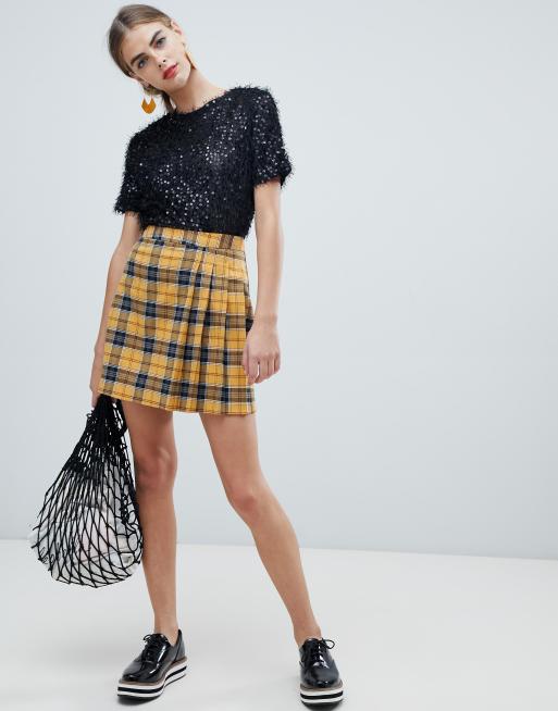 Yellow 2024 plaid skirt