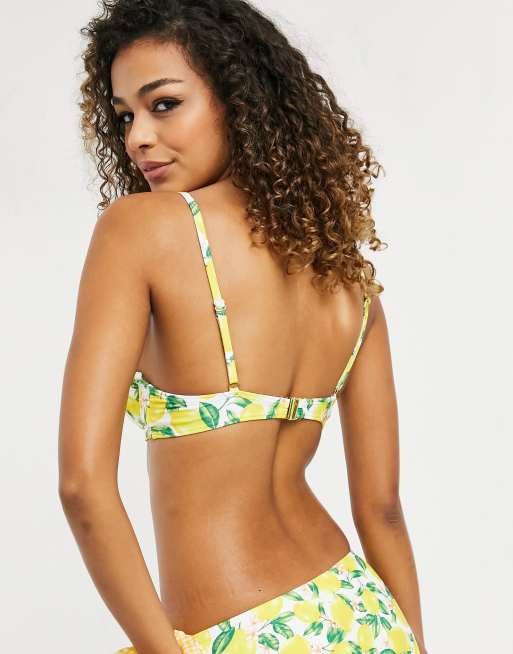 New Look - Zachte bikinitop met cups en beugels in citroenenprint, 2 van 4