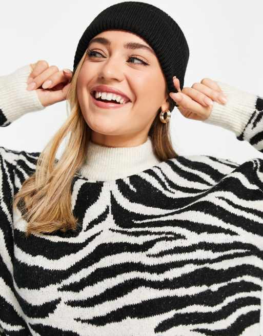 New Look zebra print jumper in black and white