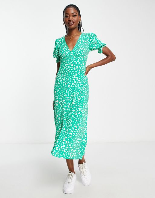 New Look – Zielona sukienka midi z zapięciem na guziki | ASOS