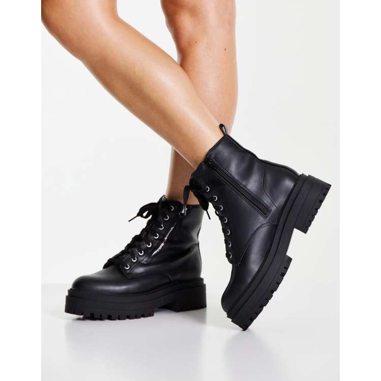 New look lace up flat boots hotsell