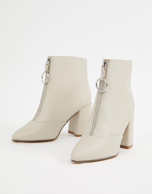 topshop apis chunky lace up boot in off white
