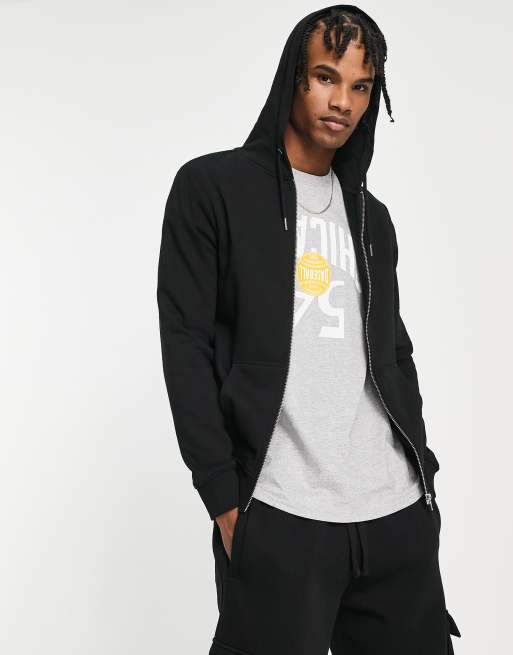 New Look zip through hoodie in black | ASOS