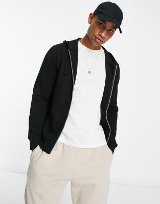 New Look Zip Through Hoodie In Black