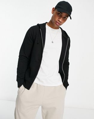 New Look zip through hoodie in black - ASOS Price Checker