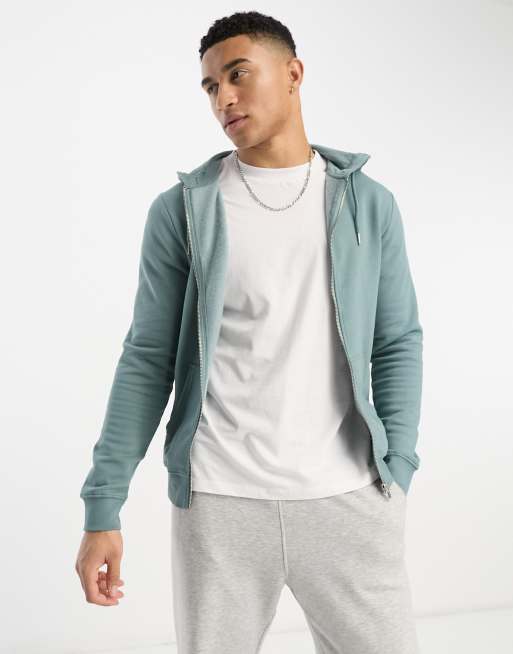 New Look zip through hoodie in blue ASOS