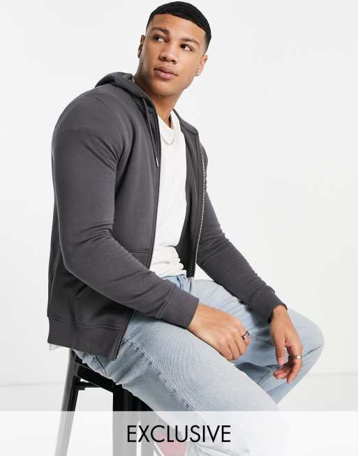 New Look zip through hoodie in grey | ASOS