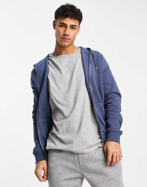 New Look zip through hoodie in indigo