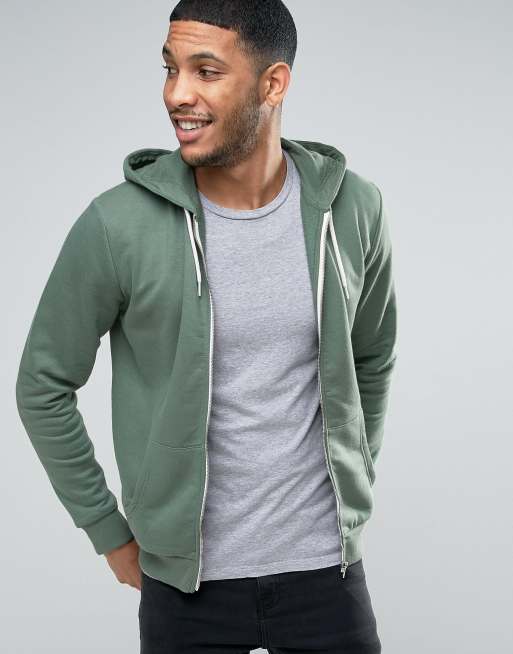 New Look | New Look Zip Through Hoodie In Light Green