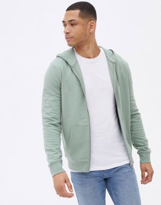 New Look zip through hoodie in light khaki