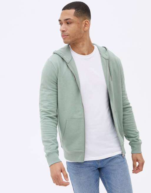 New Look zip through hoodie in light khaki