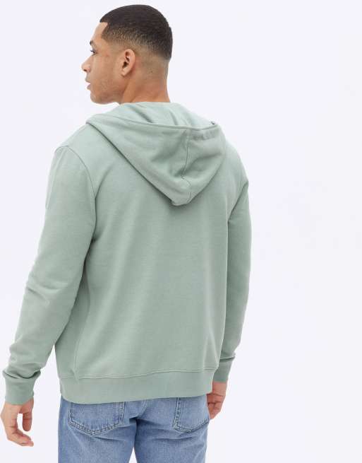 New Look zip through hoodie in light khaki ASOS