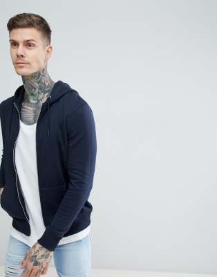 New Look Zip Through Hoodie In Navy