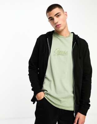 Kam Mens Cut & Sew Panels Zip Through Hoody In Khaki And - View #6