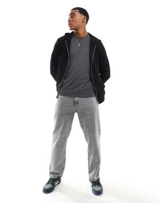 New Look New Look zip through hoody in black