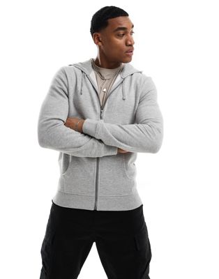 New Look zip through hoody in grey - ASOS Price Checker