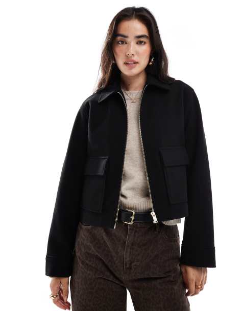 New Look zip through jacket in black - view 1