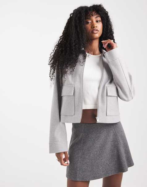New Look zip through jacket in grey - view 1
