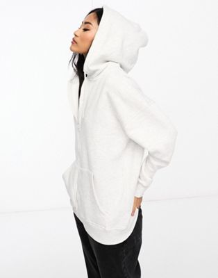 New Look zip through oversized hoodie in grey