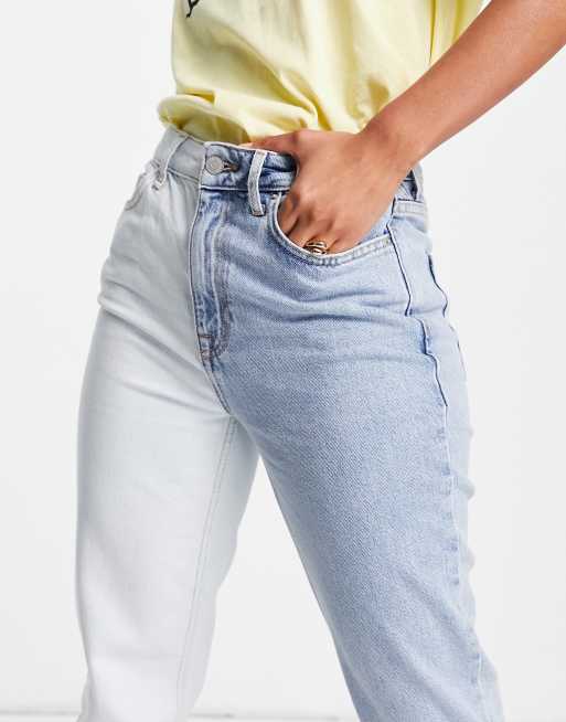 New Look – Zweifarbige Mom-Jeans in Hellblau, 3 von 4