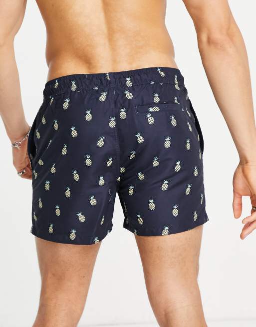 New Look - Zwemshort met ananasprint in marineblauw, 2 van 4