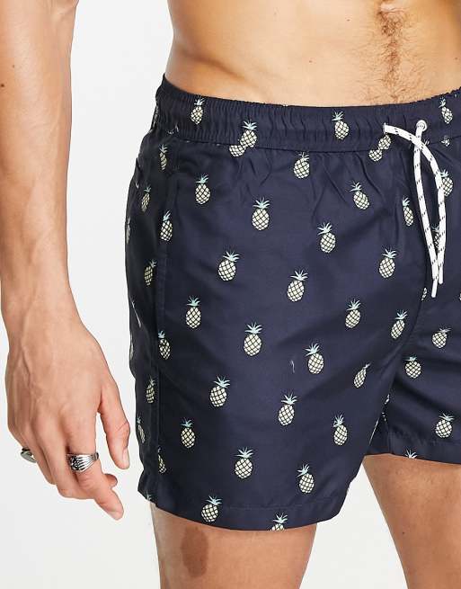 New Look - Zwemshort met ananasprint in marineblauw, 3 van 4