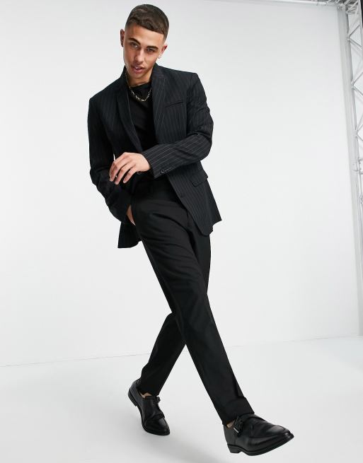 Skinny Fit Black Suit Jacket + Pants