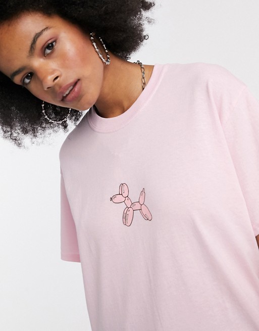 New Love Club baloon dog embroidered t-shirt in oversized