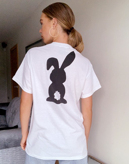 New Love Club bunny back print t-shirt in oversized