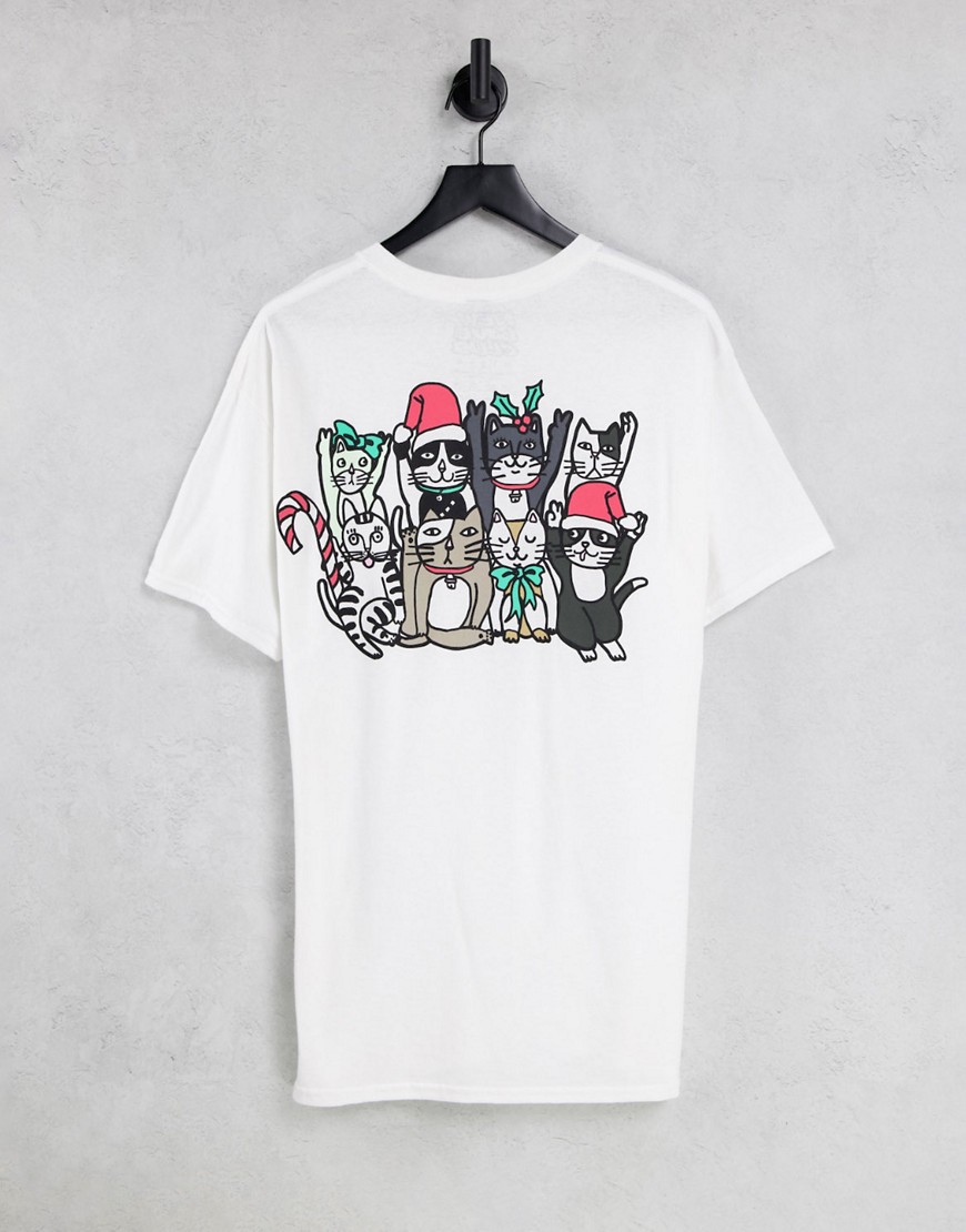 New Love Club - Cat Gang - T-shirt de Noël-Blanc