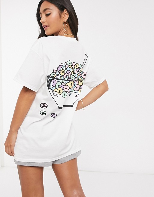 New Love Club cereal back print t-shirt in oversized