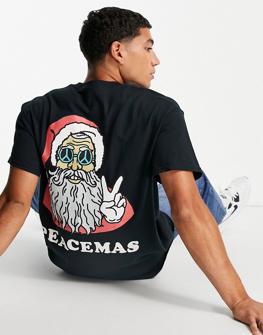 New Love Club Christmas santa peacemas t-shirt-Black