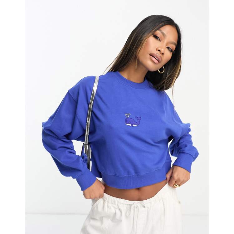 Champion cropped clearance sweatshirt blue