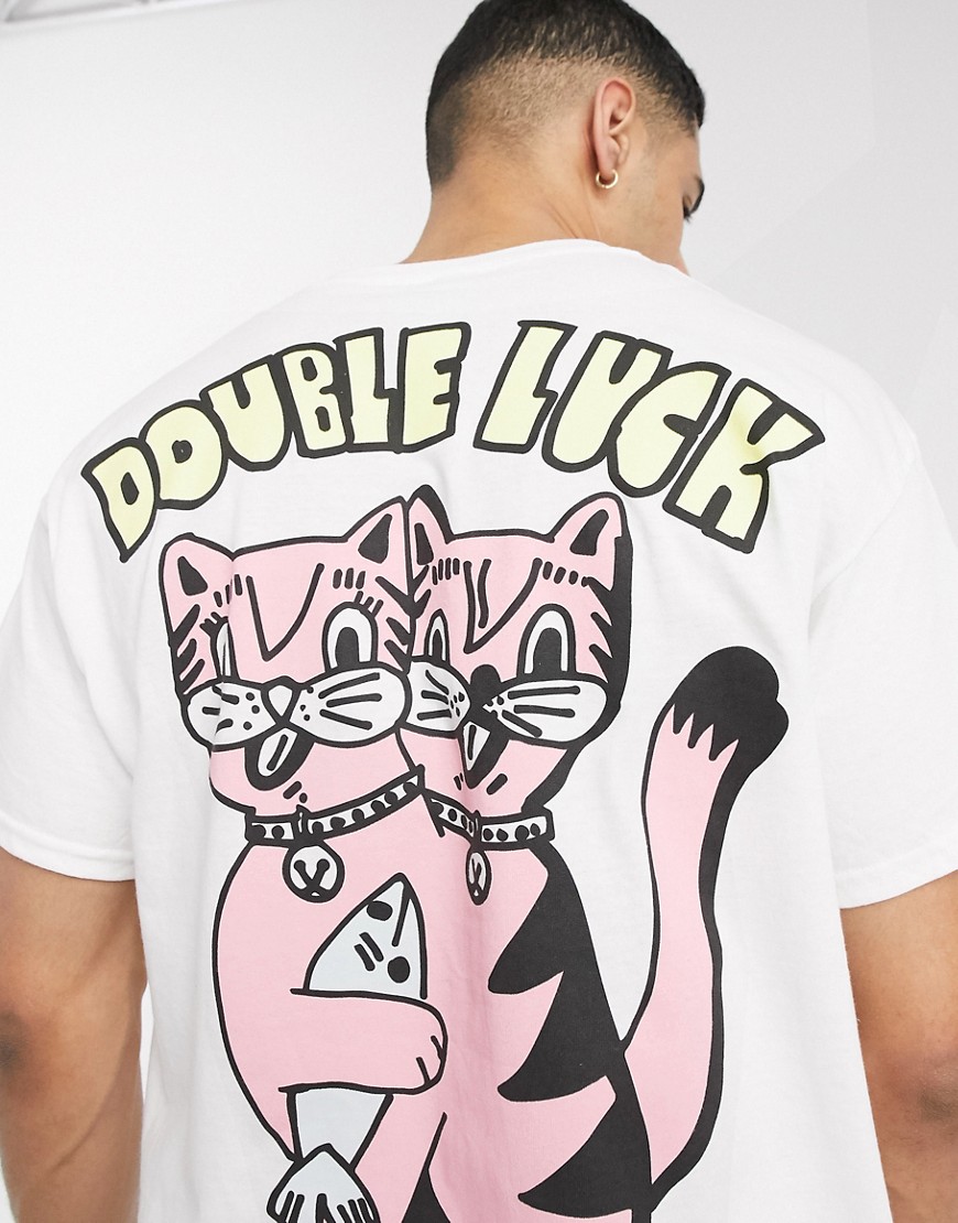 New Love Club - Double luck - Oversized T-shirt-Wit