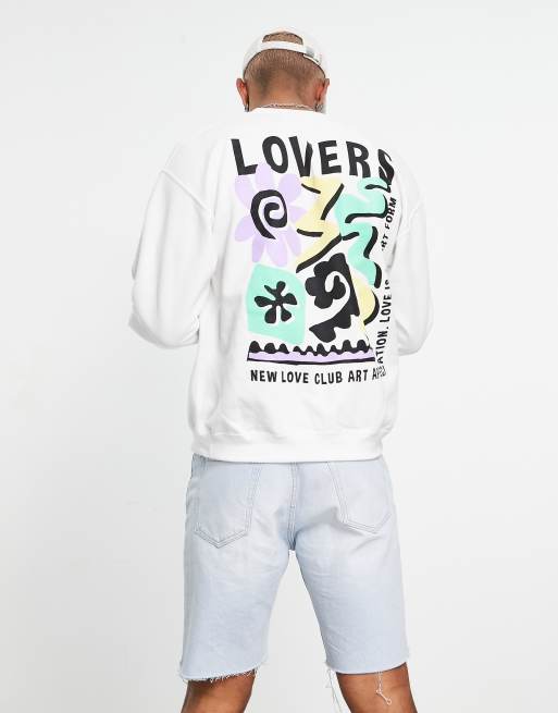 New Love Club - Felpa con stampa di poster artistico con scritta 