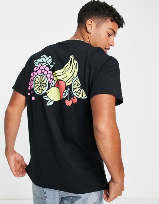New Love Club Fruity backprint oversized t-shirt in black | ASOS