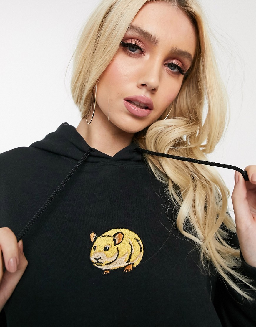 New Love Club hamster hoodie-Black