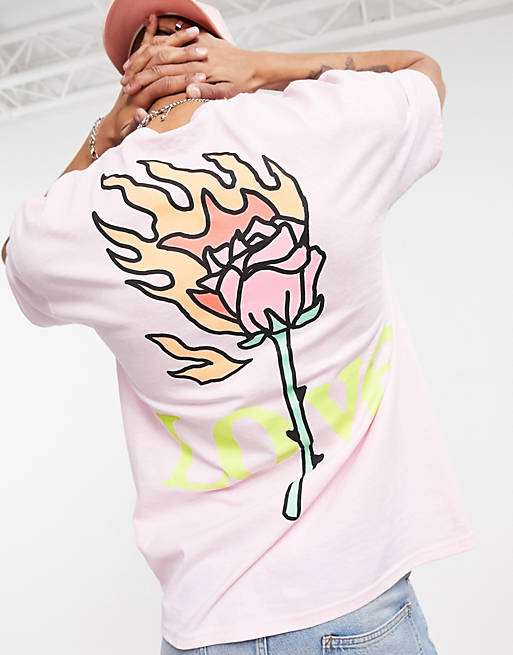 New Love Club love rose t-shirt in pink