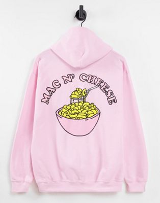 New Love Club mac n cheese back print graphic hoodie