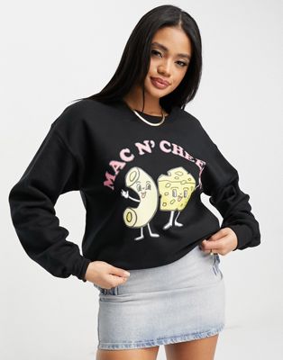 New Love Club mac n' cheese graphic sweatshirt in black