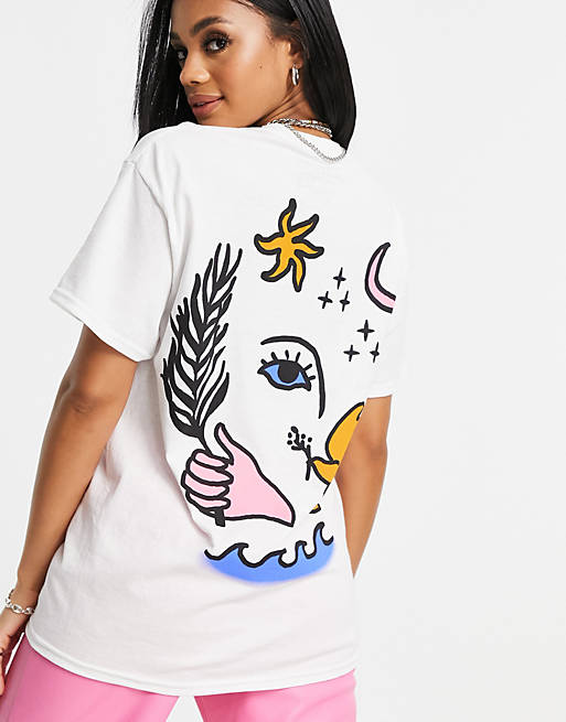 New Love Club oversized t-shirt with graphic motifs in white