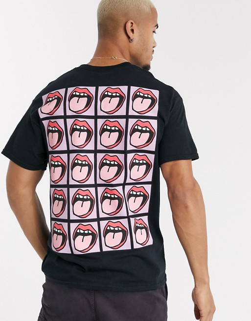 New Love Club mouth back print graphic t-shirt in oversized