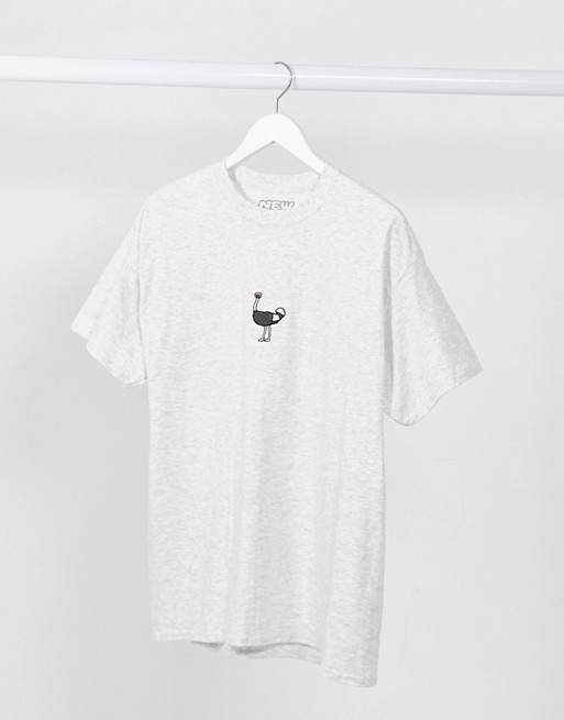 New Love Club ostrich print t-shirt in grey