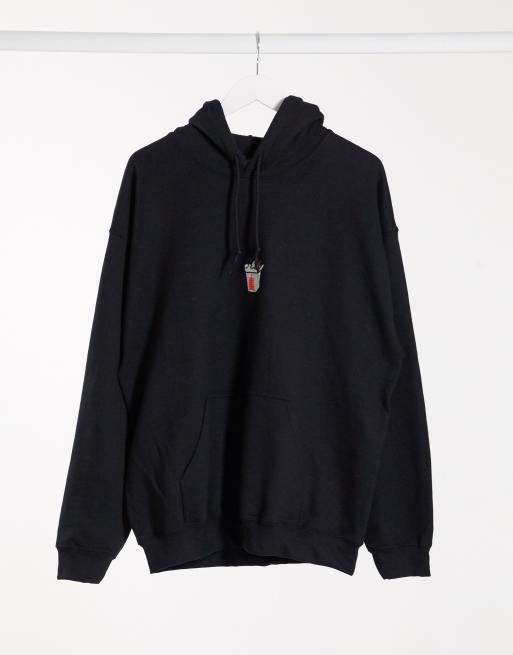 New Love Club Oversized hoodie met takeawayprint in zwart ASOS