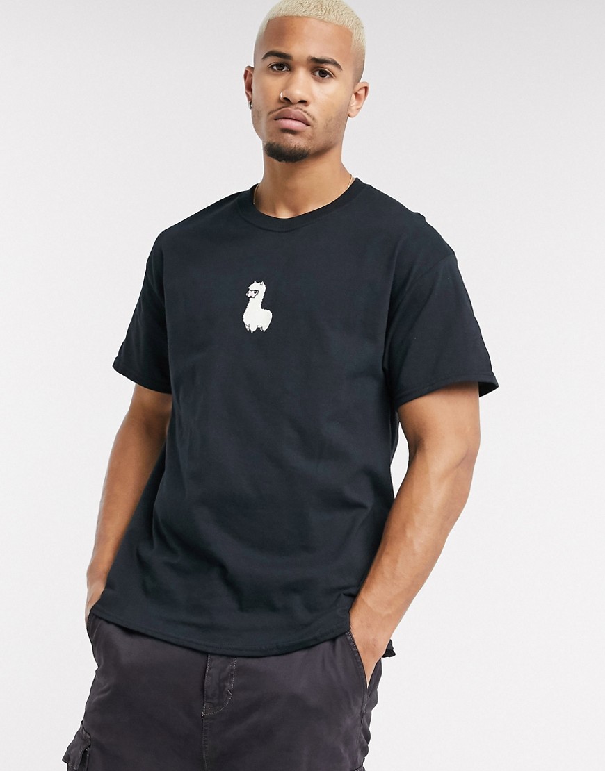 New Love Club - Oversized T-shirt met llamaprint-Zwart